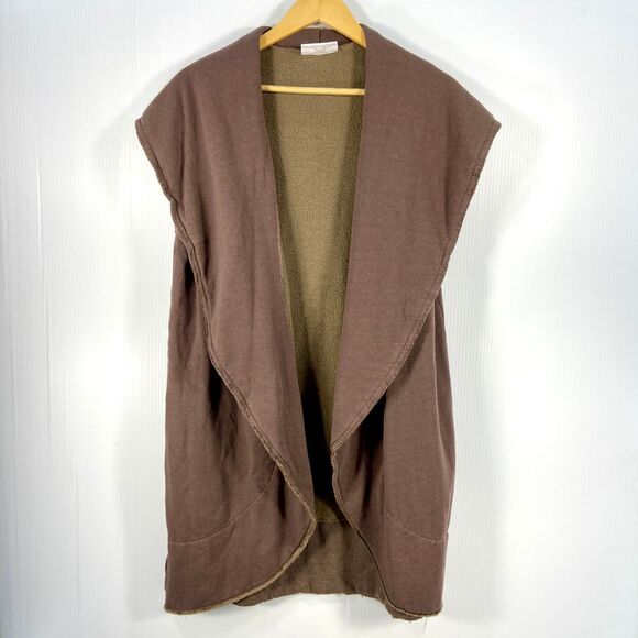 Bryn Walker The Wrap Vest Bamboo Fleece Brown Taupe Womens‎ Large - Picture 1 of 8